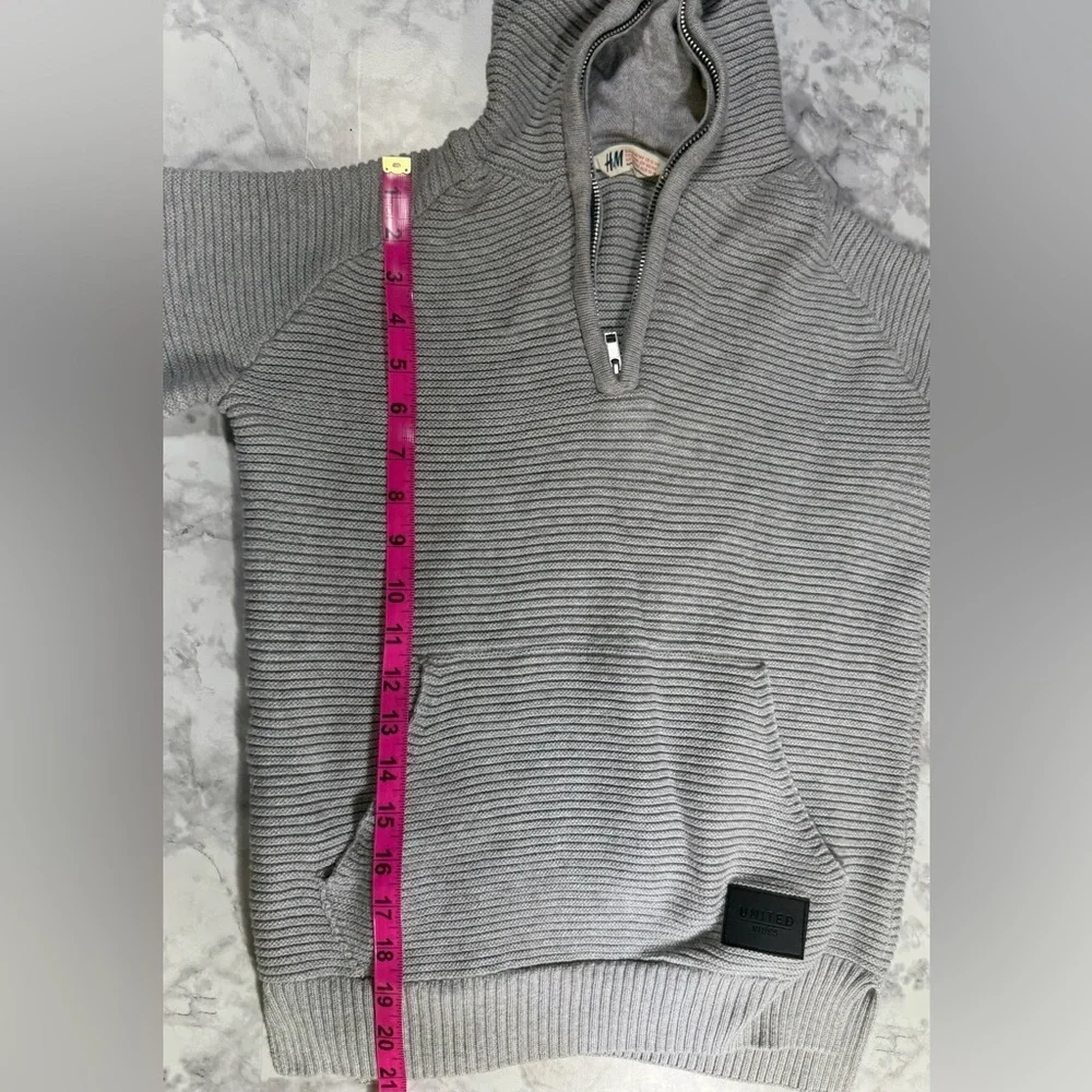 H&M boys pullover gray hooded Sweater size 12-14Y - Picture 4 of 9